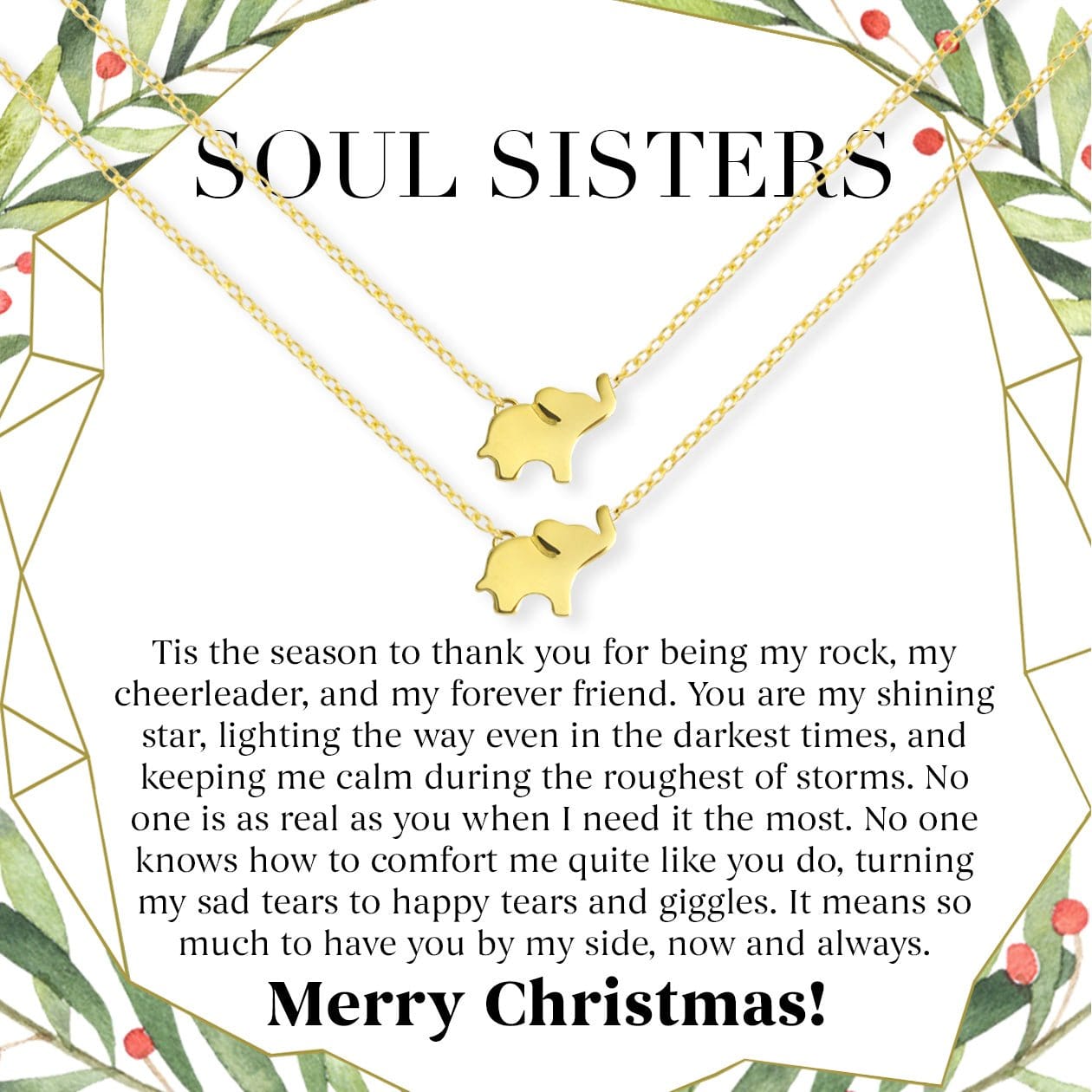 Soul Sisters Christmas Elephant Necklace Set