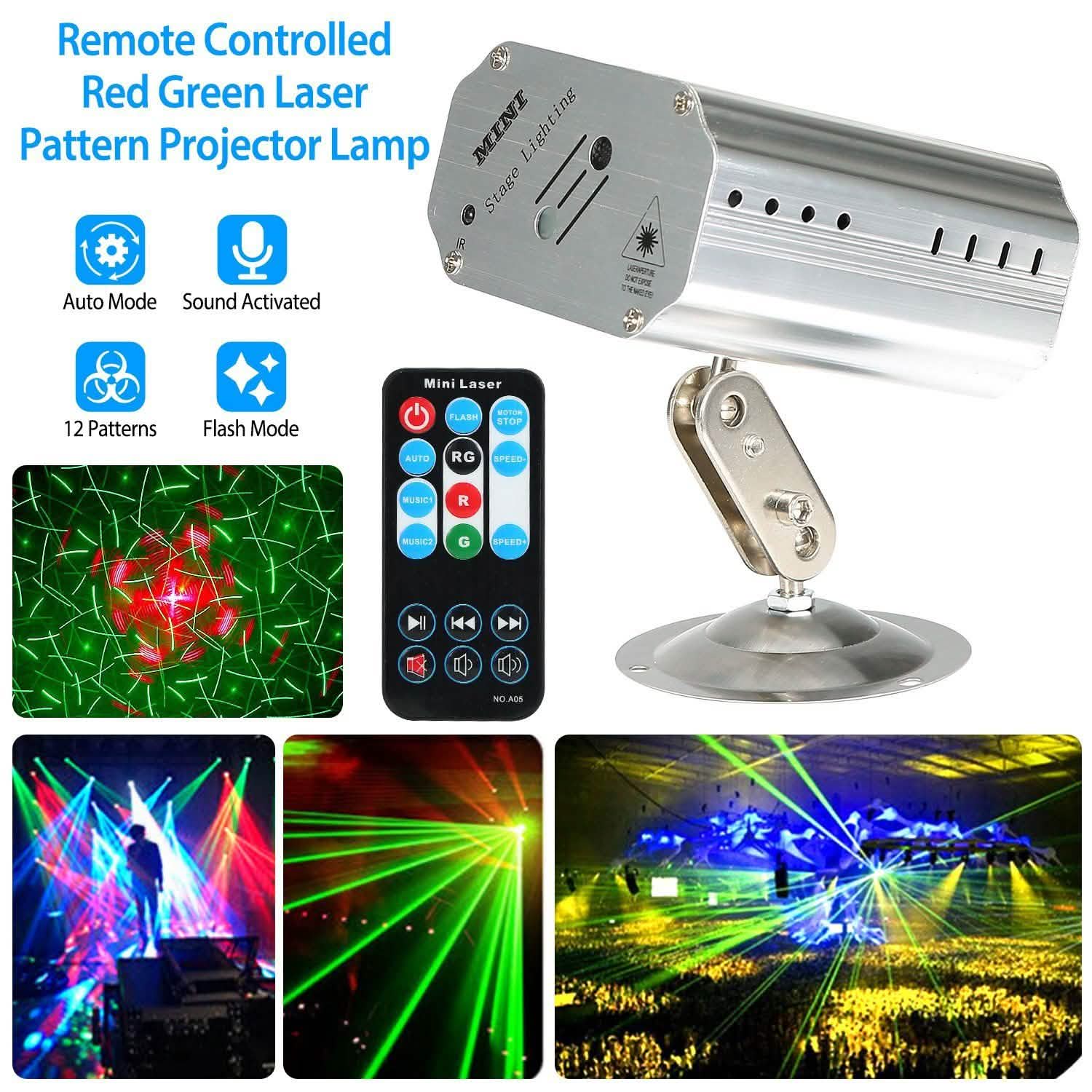 Sound Activated LED Projected Laser Patterns