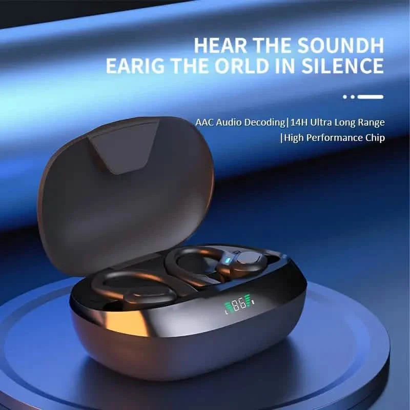 SP16 Wireless Earbuds Headphones with Microphone, Sports Earhook and LED Display Charging Case