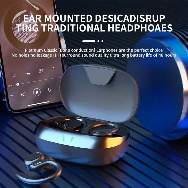 SP16 Wireless Earbuds Headphones with Microphone, Sports Earhook and LED Display Charging Case