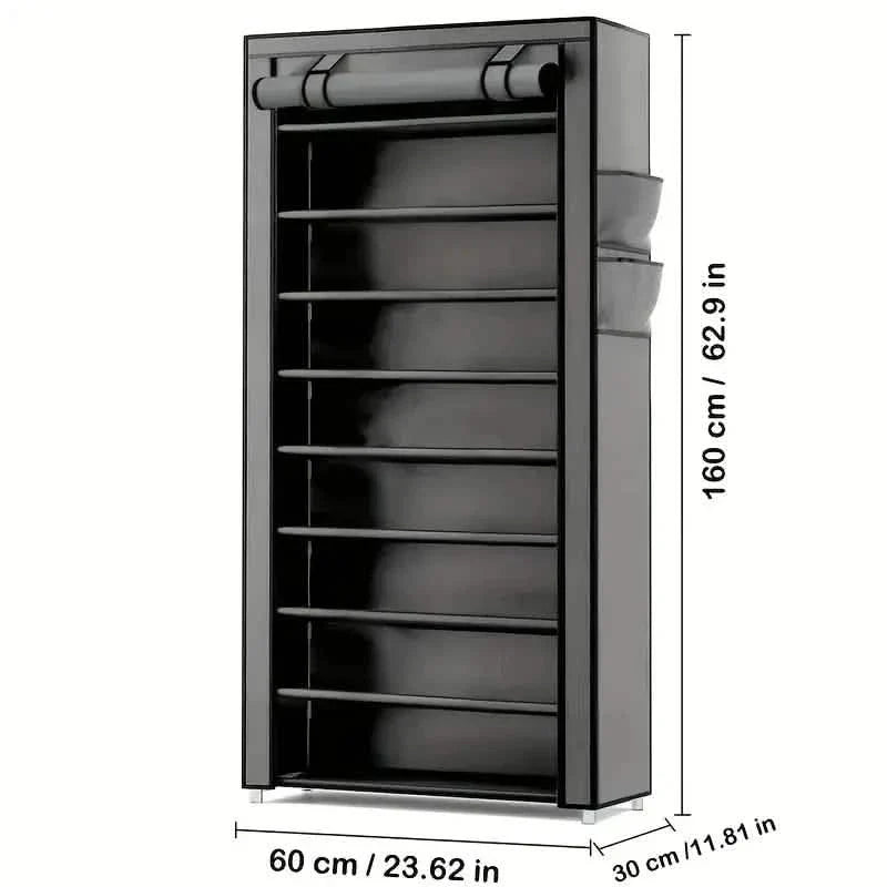 Spacious 9-Grid Non-Woven Fabric Alloy Structure Wardrobe with Dust Cover