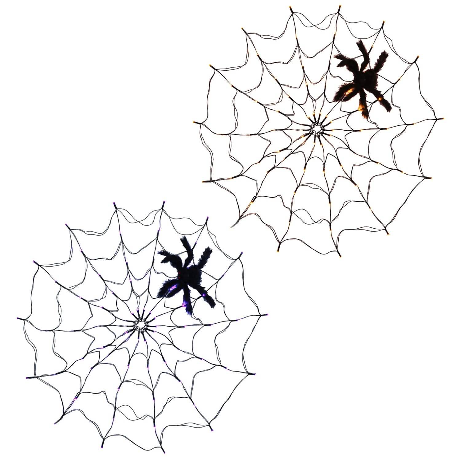 Spider Web Light with Hairy Spider 70LED Battery Powered Remote Control 8 Lighting Modes