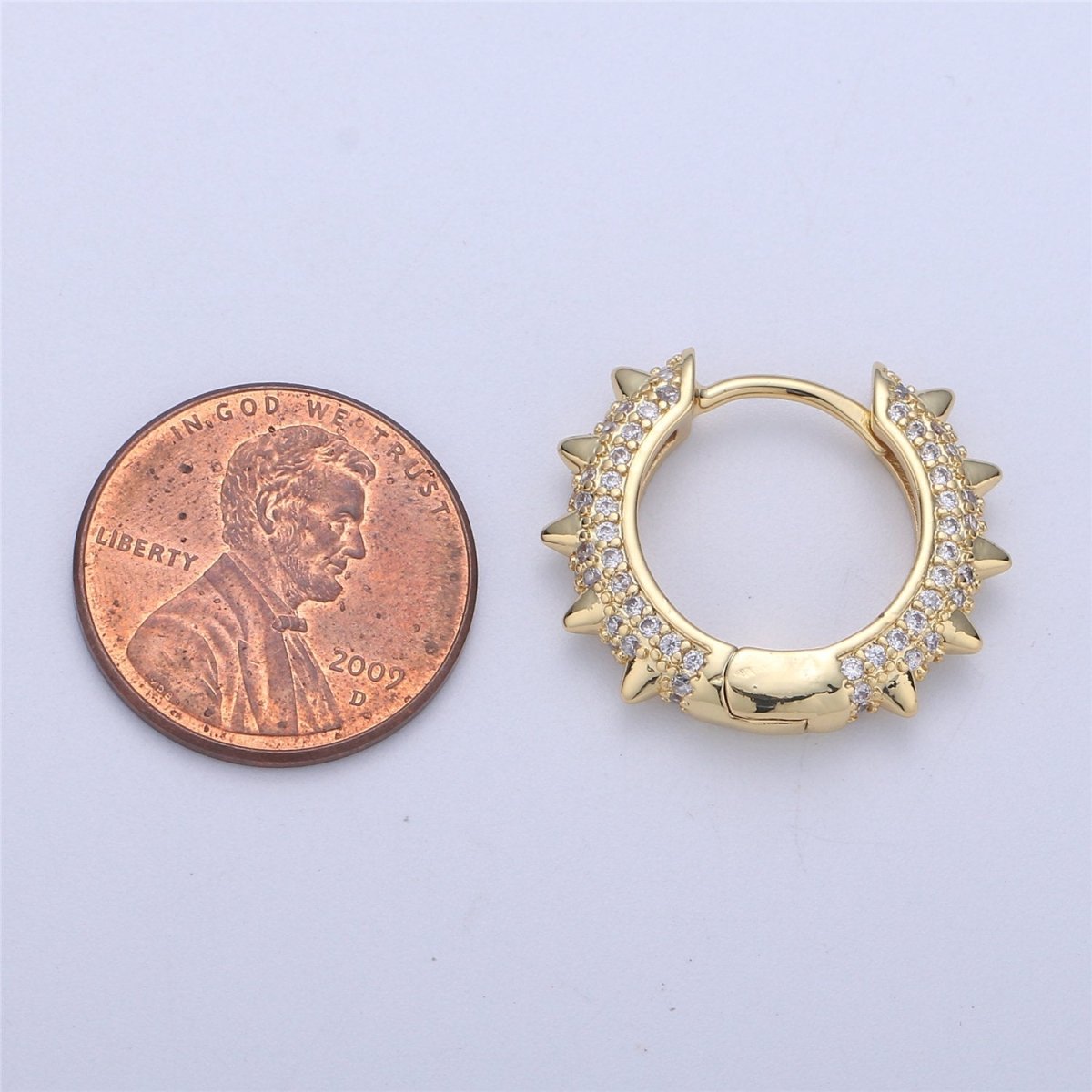 Spike earrings Micro Pave Spike hoops Gold spike earrings Multi Color CZ Gold hoops Dainty Earring for everyday earring 20mm K-331