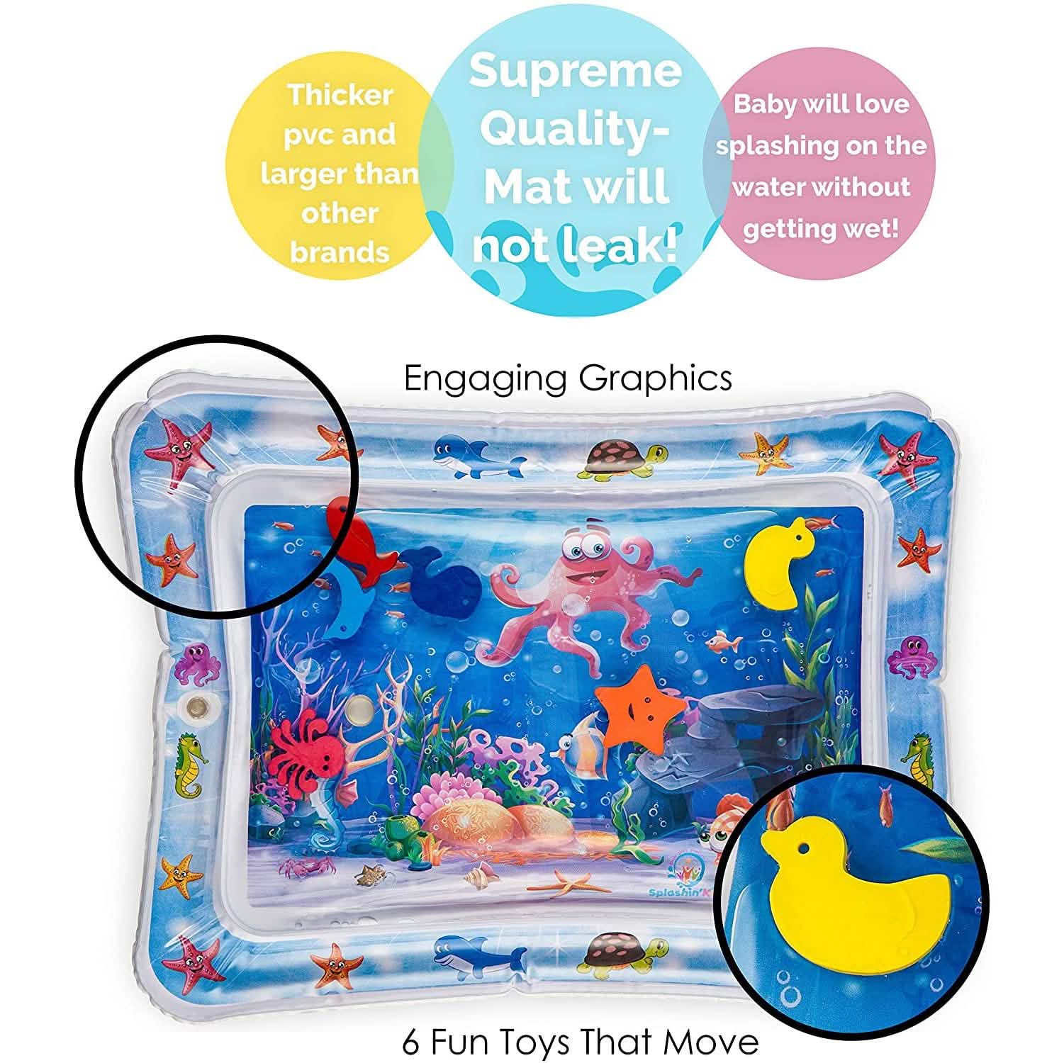 Tapis de jeu aquatique gonflable haut de gamme Splashin' Kids pour bébés et tout-petits