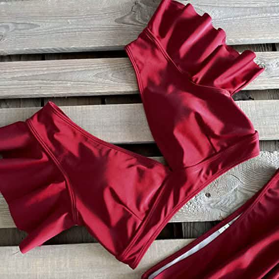 Maillot de bain femme Sporlike avec volants et taille haute