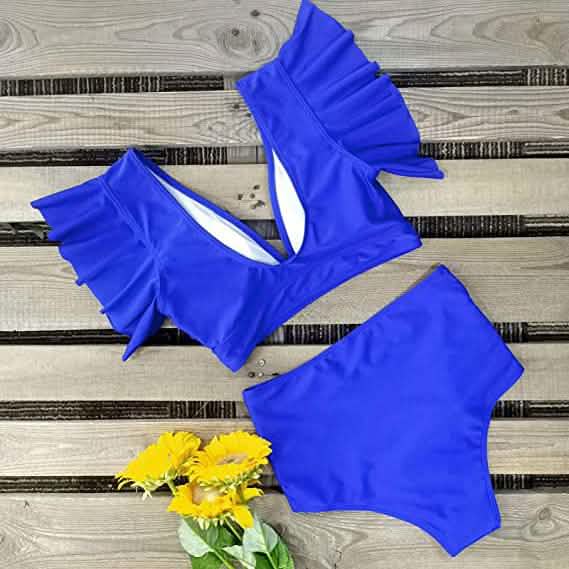 Maillot de bain femme Sporlike avec volants et taille haute