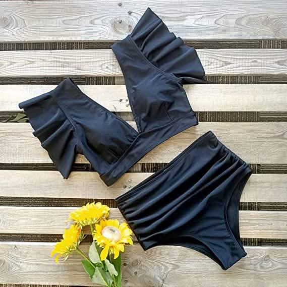 Maillot de bain femme Sporlike avec volants et taille haute