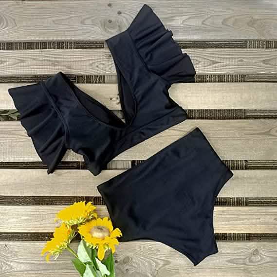 Maillot de bain femme Sporlike avec volants et taille haute