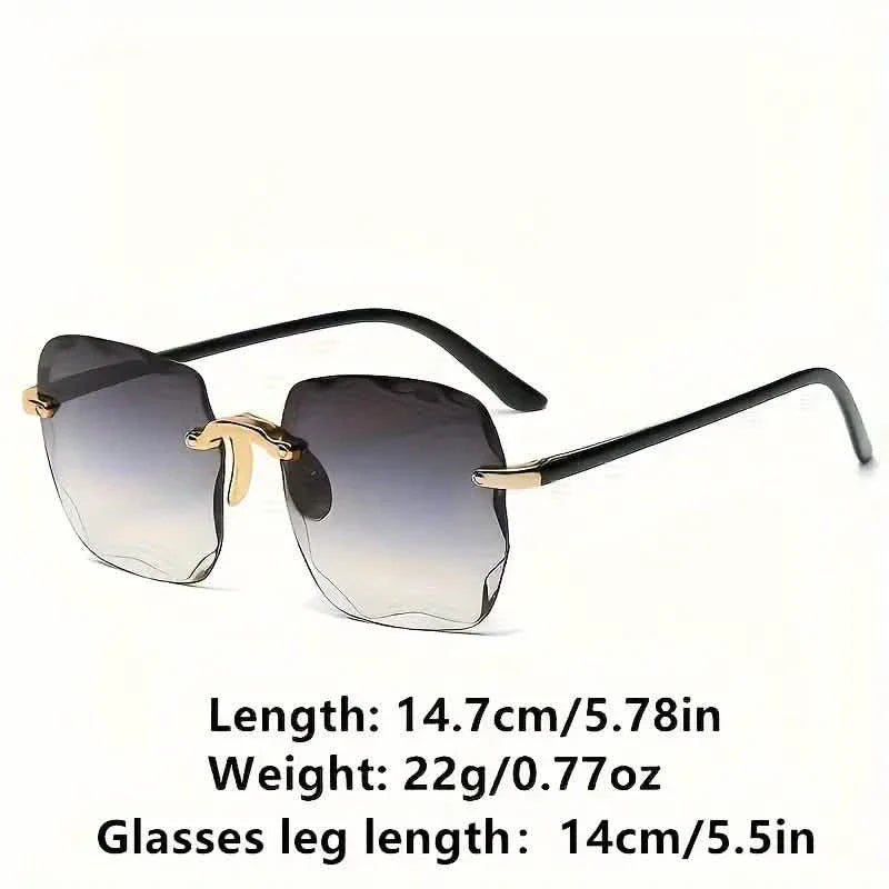 Square Rimless Summer Gradient Sun Shade Glasses