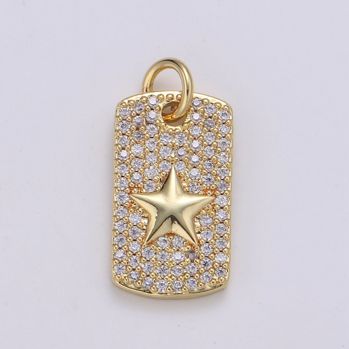 Square Star Charm Gold Filled Crystal Star Charm E-137