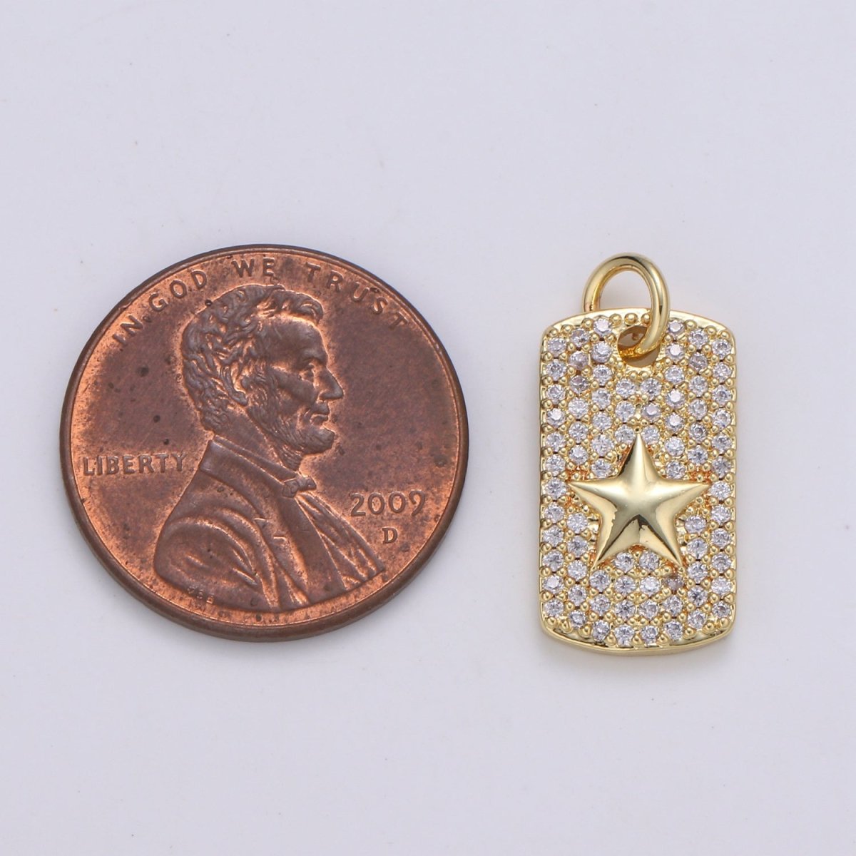 Square Star Charm Gold Filled Crystal Star Charm E-137