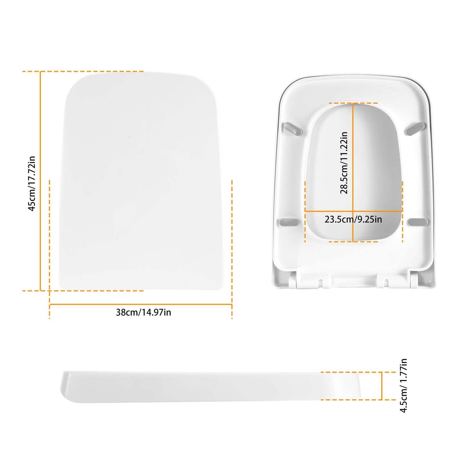 Square Toilet Seat with Grip-Tight Seat Bumpers