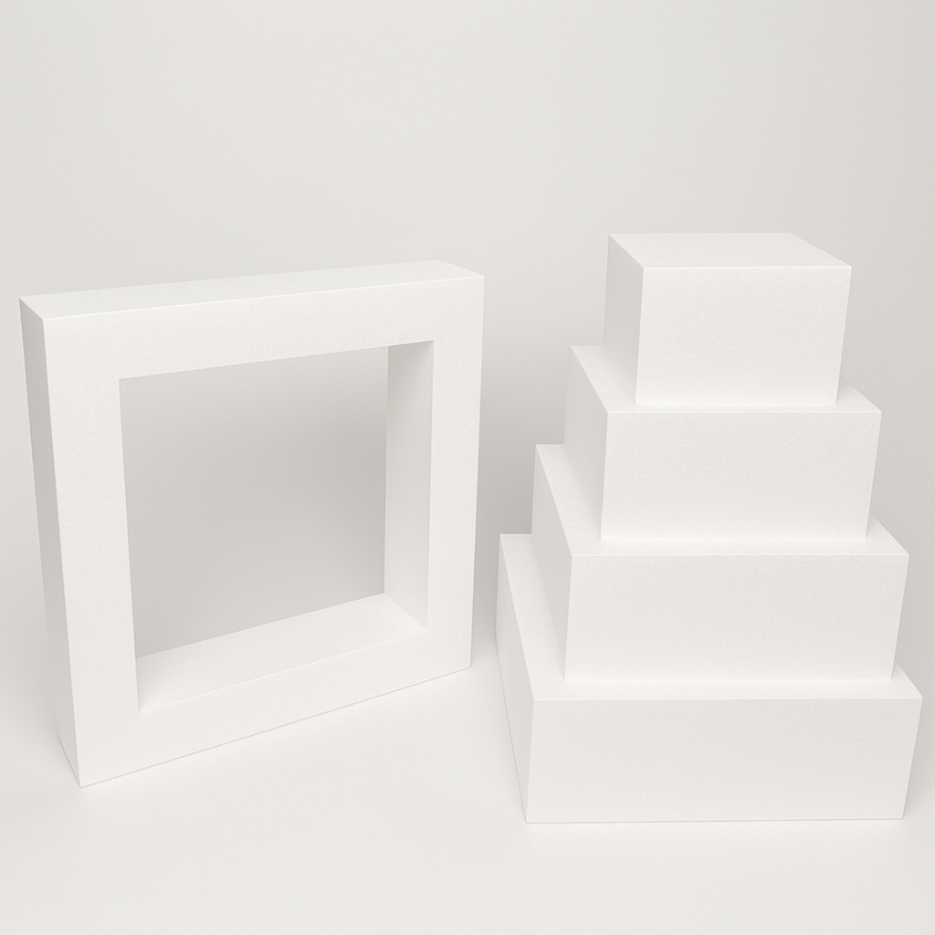 Oasis Supply "Hollow Donut Style EPS Styrofoam Dummy Cake Set - 5" High by 6" 8" 10" 12" 14" -- Stack up to 5 Tiers