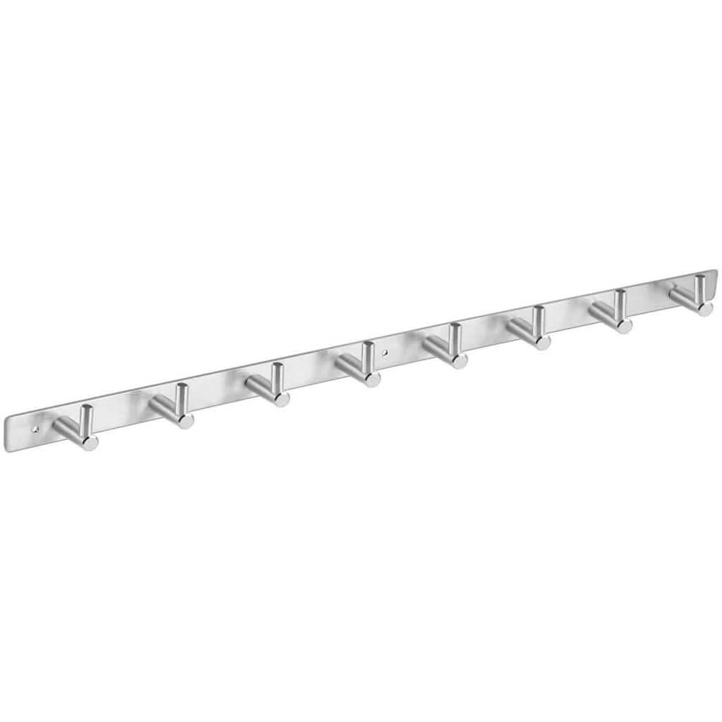 Stainless Steel 24" Wall Mounted Rack with 8 Hooks - Silver
