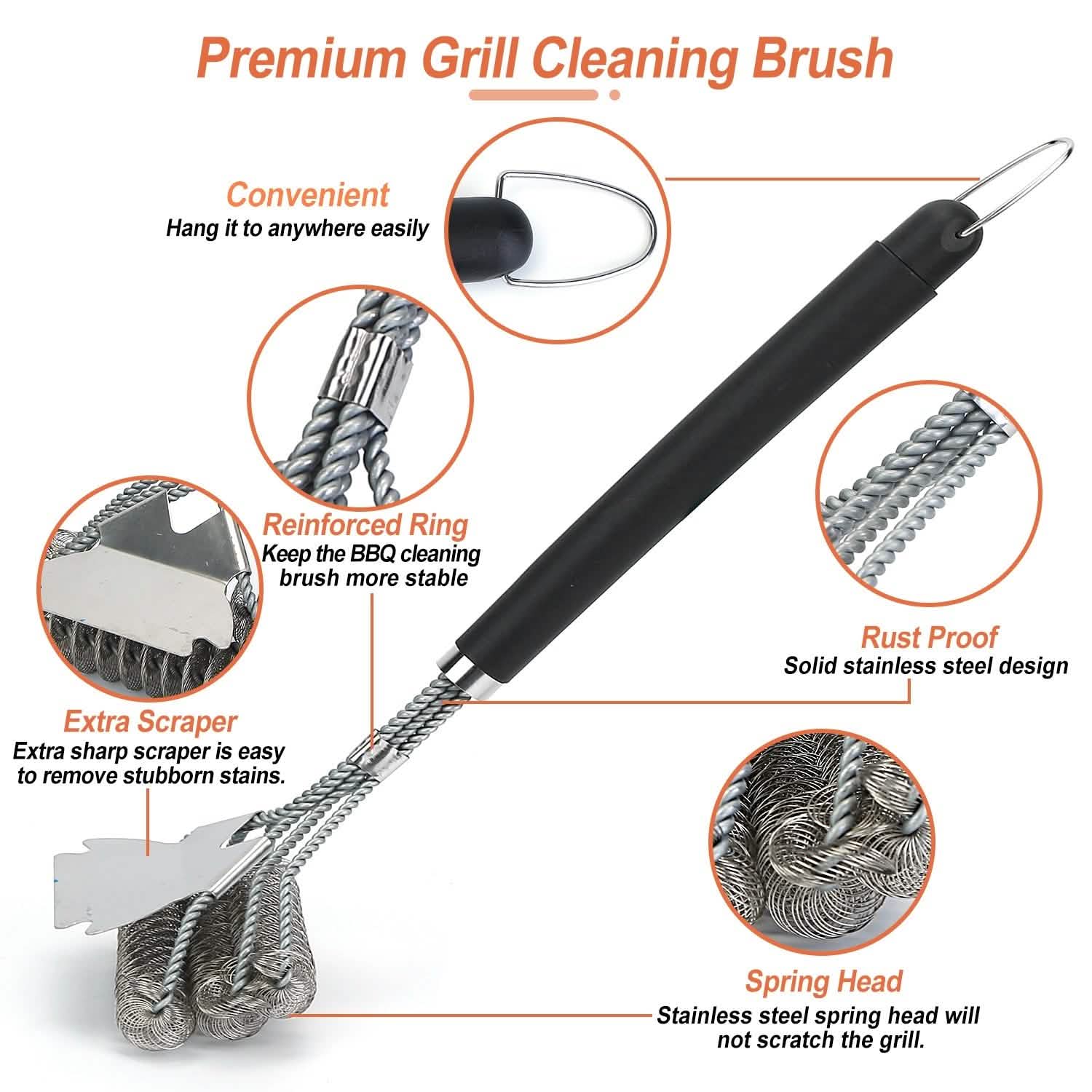 Stainless Steel BBQ Grill Cleaning Brush
