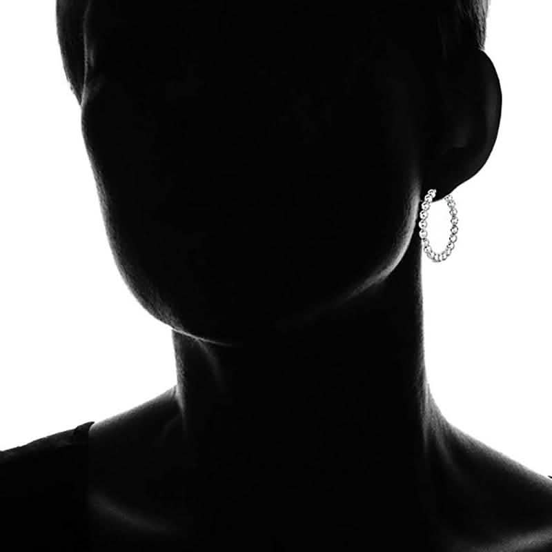 Boucles d'oreilles créoles à billes en acier inoxydable