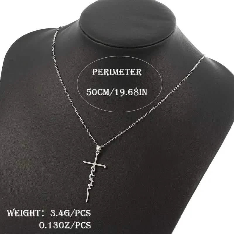 Collier pendentif religieux prière église mot foi en acier inoxydable