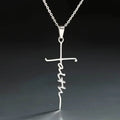 Collier pendentif religieux prière église mot foi en acier inoxydable