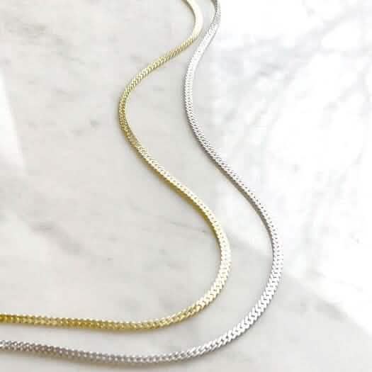 Stainless Steel Flat Snake Bone Chain Necklace
