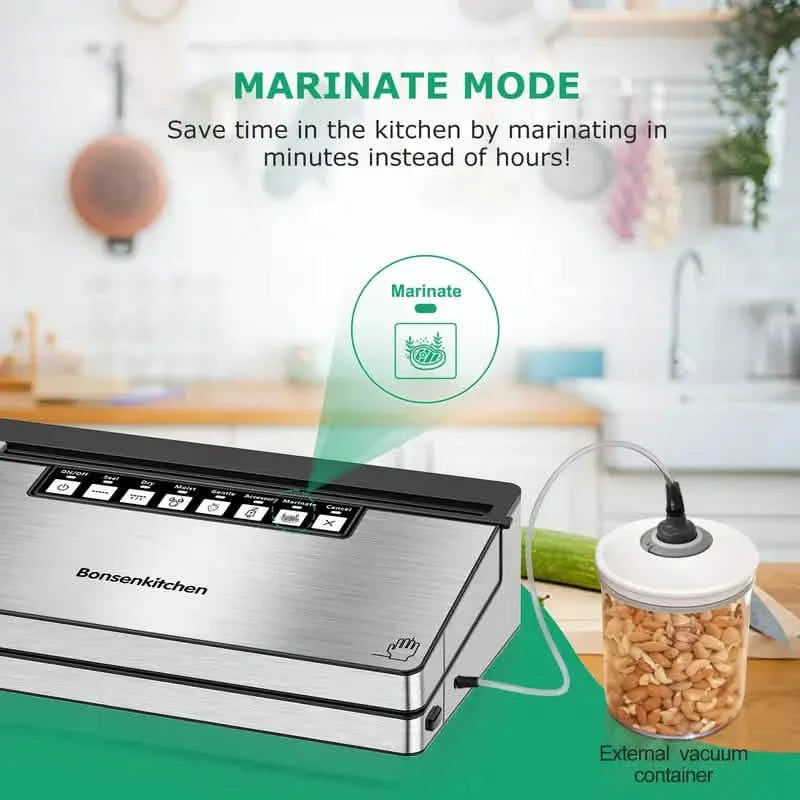 Stainless Steel Food Vacuum Sealer with Built-in Cutter