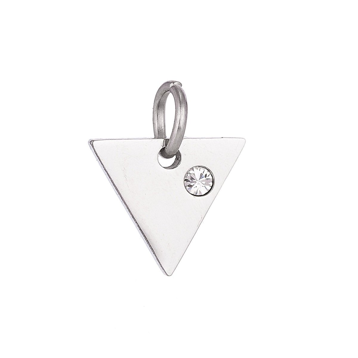 Stainless Steel Gold Minimalist Blank Triangle Cubic Zirconia Bracelet Charm Necklace Pendant Findings for Jewelry Making E-626
