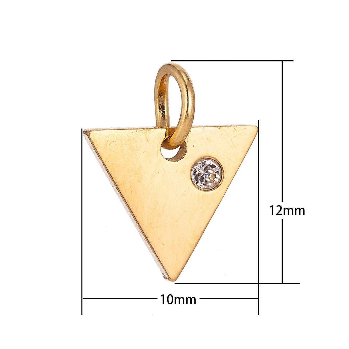 Stainless Steel Gold Minimalist Blank Triangle Cubic Zirconia Bracelet Charm Necklace Pendant Findings for Jewelry Making E-626