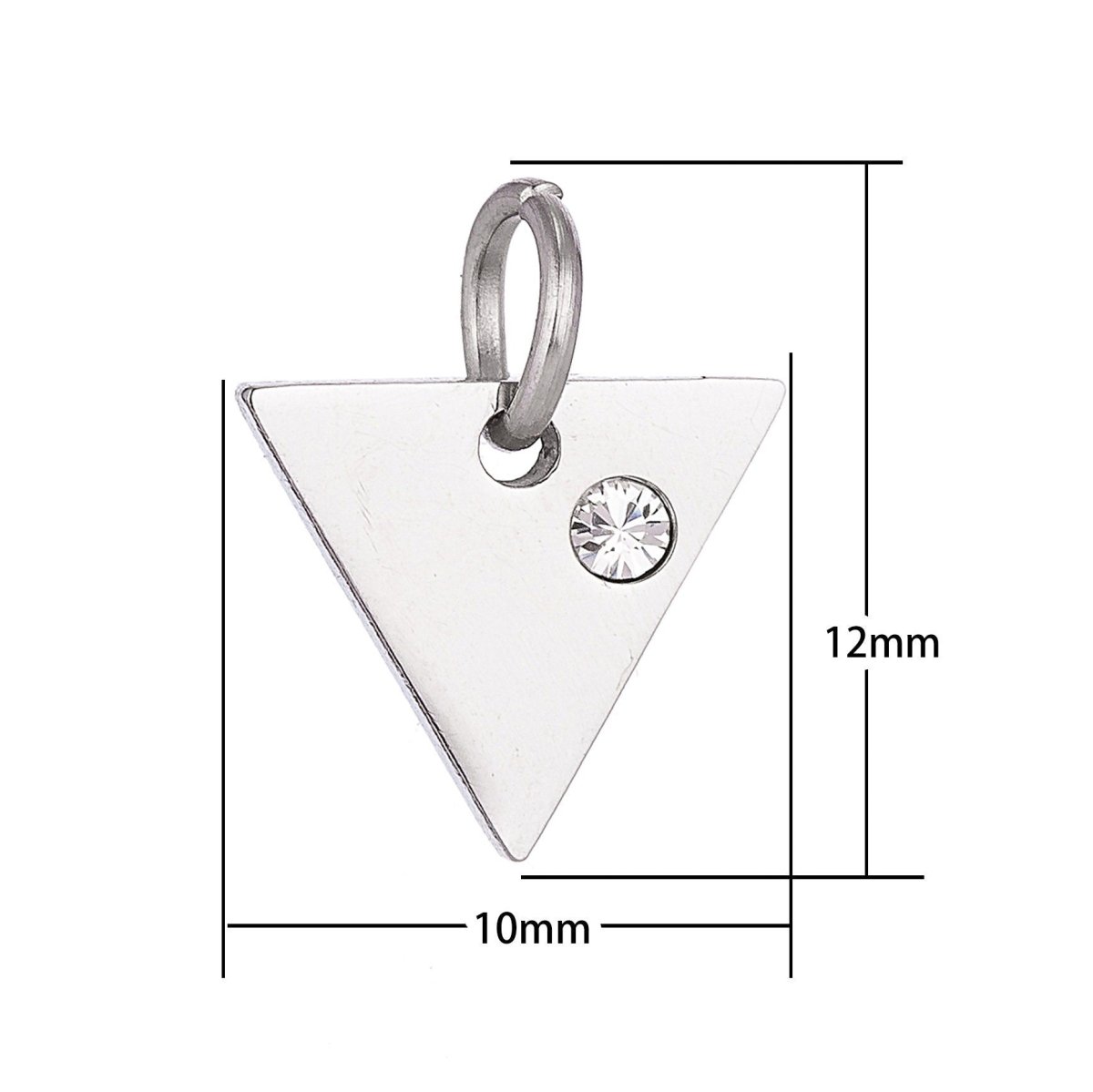 Stainless Steel Gold Minimalist Blank Triangle Cubic Zirconia Bracelet Charm Necklace Pendant Findings for Jewelry Making E-626
