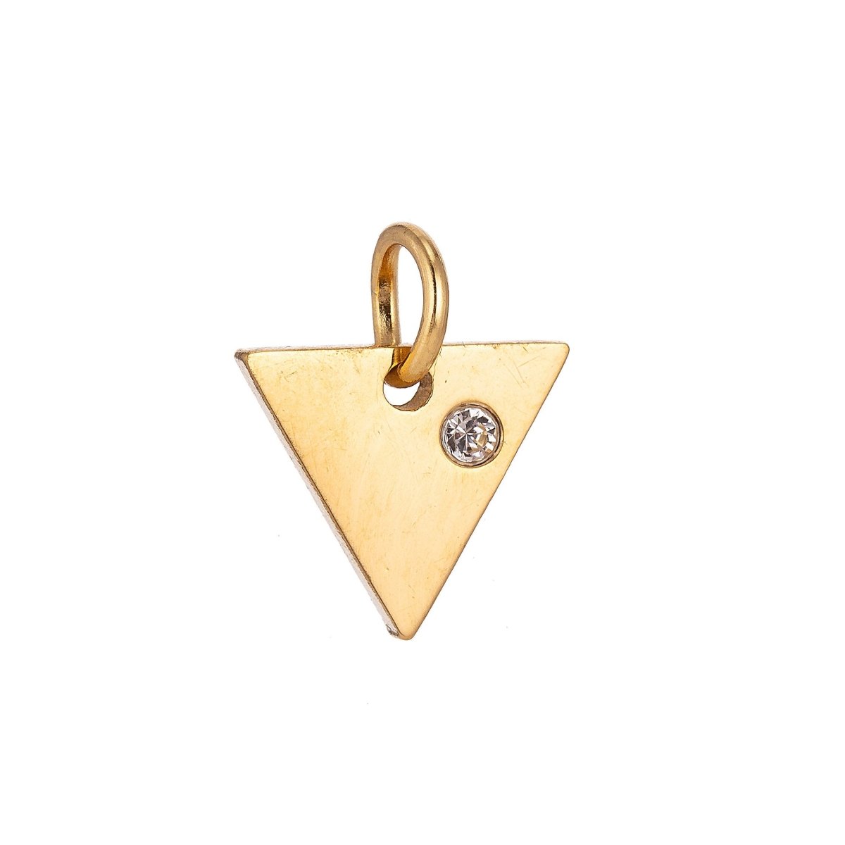 Stainless Steel Gold Minimalist Blank Triangle Cubic Zirconia Bracelet Charm Necklace Pendant Findings for Jewelry Making E-626