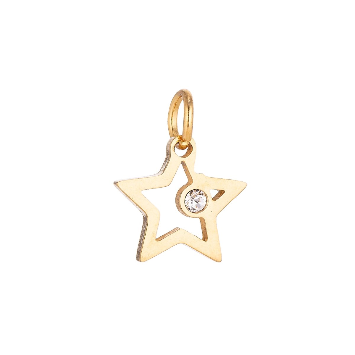 Stainless Steel Gold Minimalist Elegance Star Cubic Zirconia Bracelet Charm Necklace Pendant Findings for Jewelry Making E-628