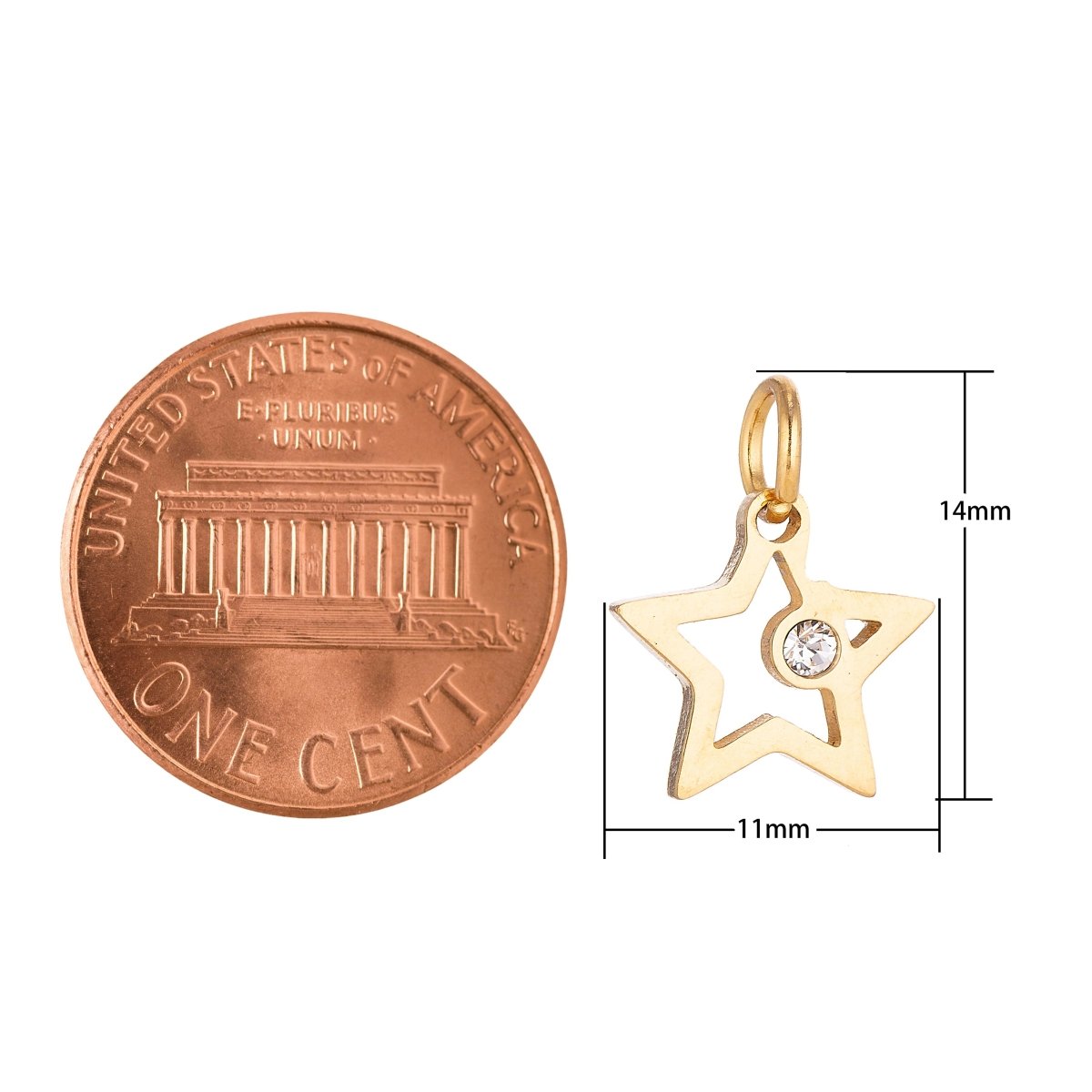 Stainless Steel Gold Minimalist Elegance Star Cubic Zirconia Bracelet Charm Necklace Pendant Findings for Jewelry Making E-628