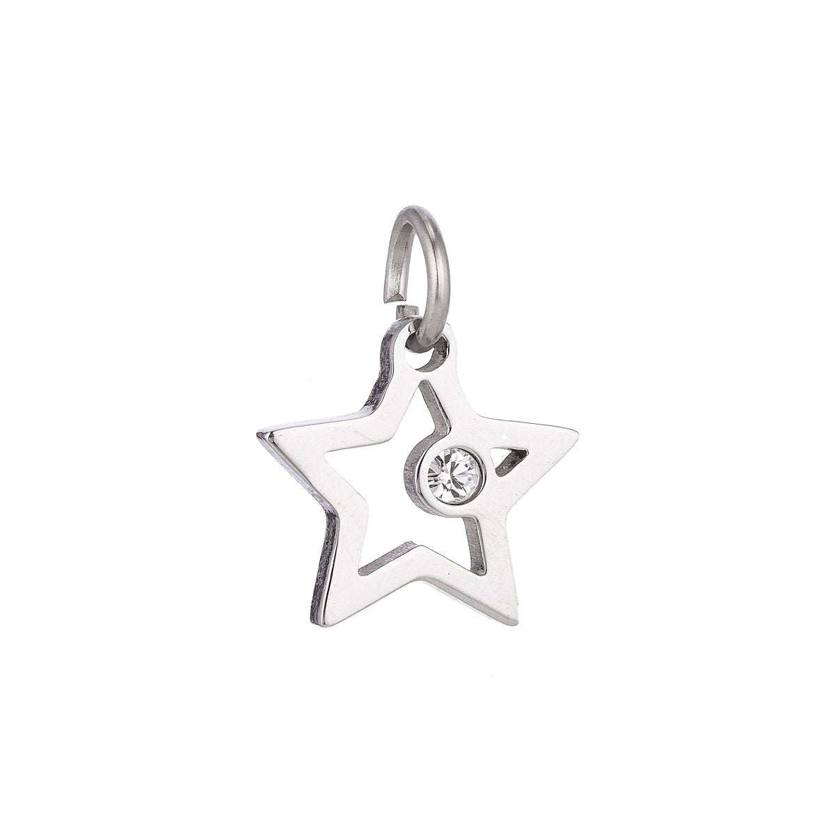 Stainless Steel Gold Minimalist Elegance Star Cubic Zirconia Bracelet Charm Necklace Pendant Findings for Jewelry Making E-628