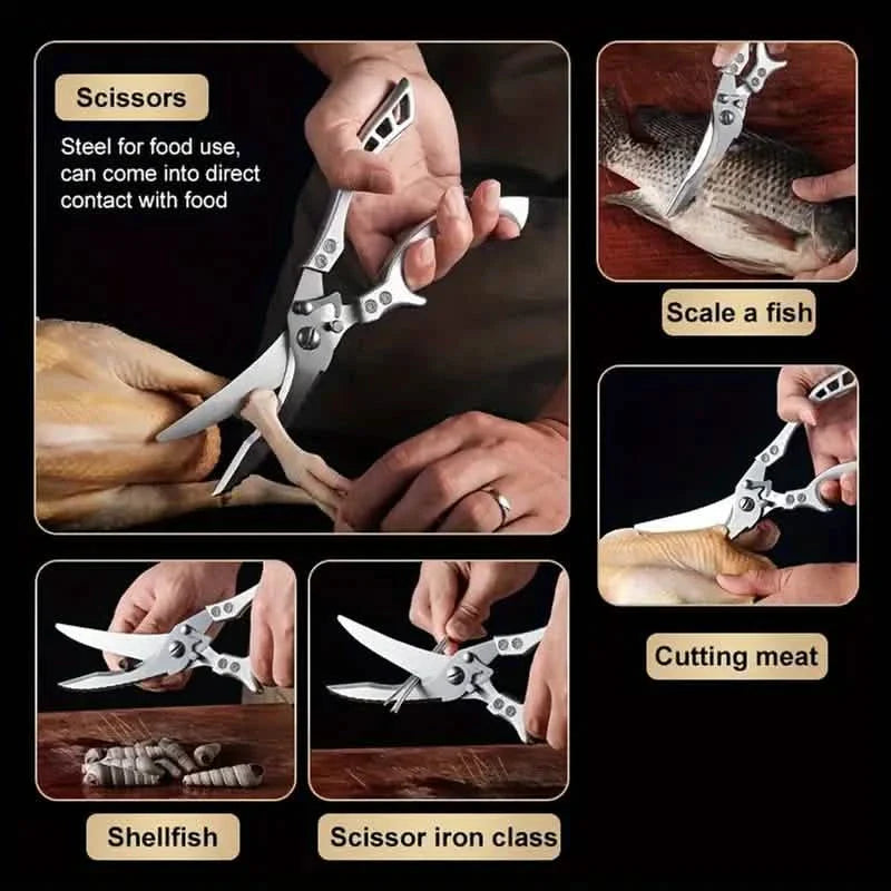 Stainless Steel Heavy-Duty Kitchen Non-Slip Grip Scissors