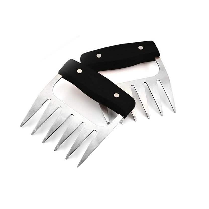 Griffes à viande en acier inoxydable avec manche en bois