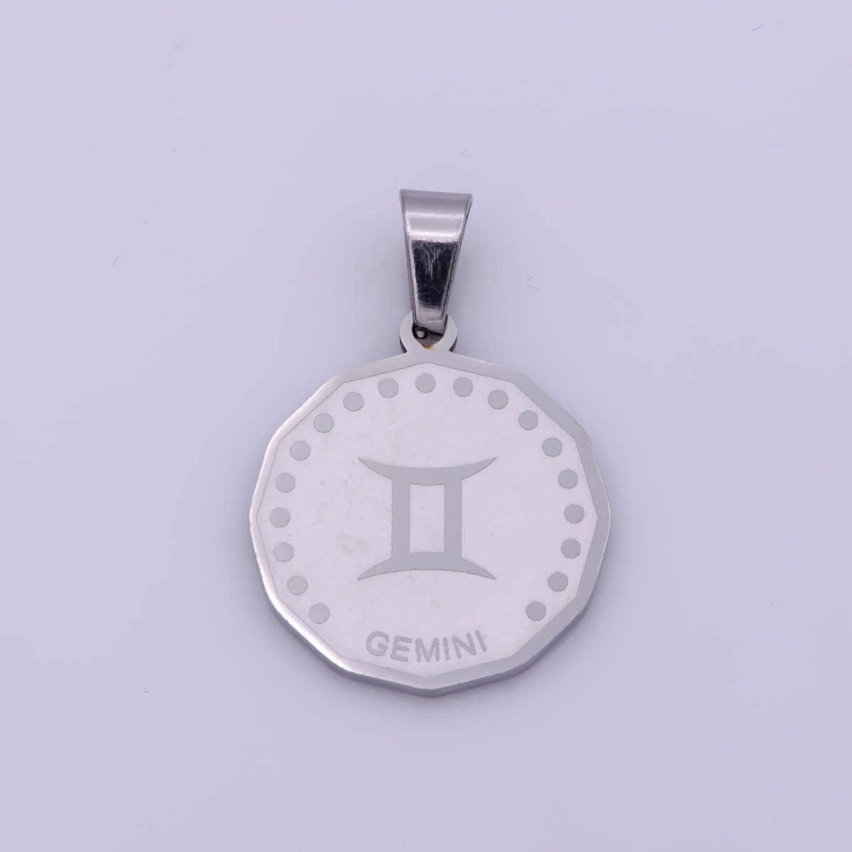 Stainless Steel Zodiac Horoscope Sign Silver Medallion Pendant | A-A1857-A-A1862