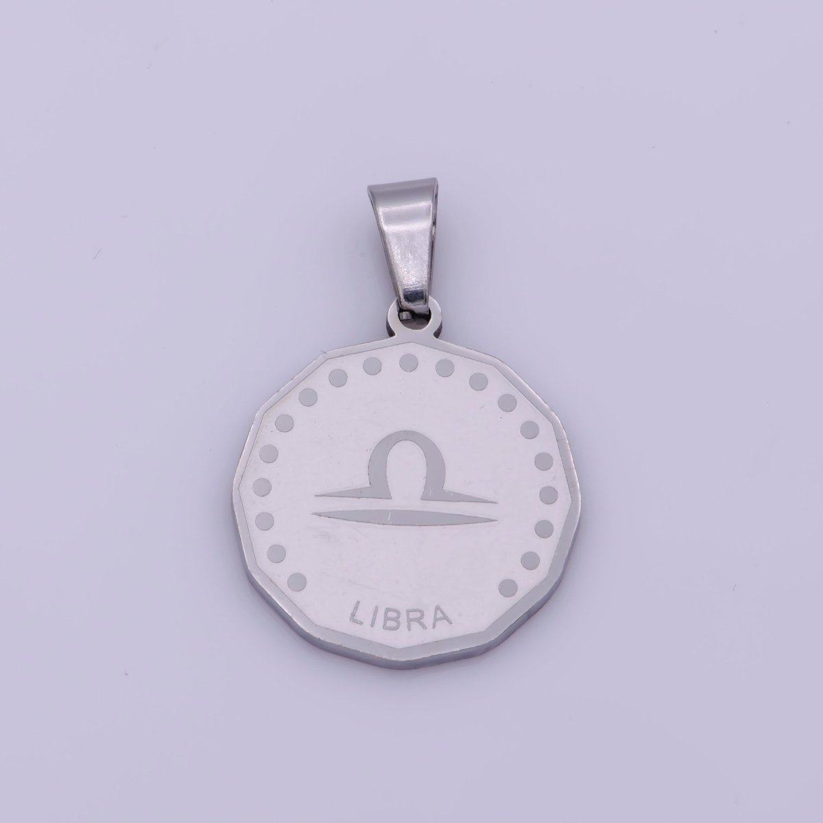 Stainless Steel Zodiac Horoscope Sign Silver Medallion Pendant | A-A1857-A-A1862