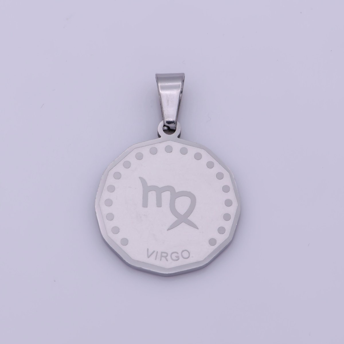 Stainless Steel Zodiac Horoscope Sign Silver Medallion Pendant | A-A1857-A-A1862