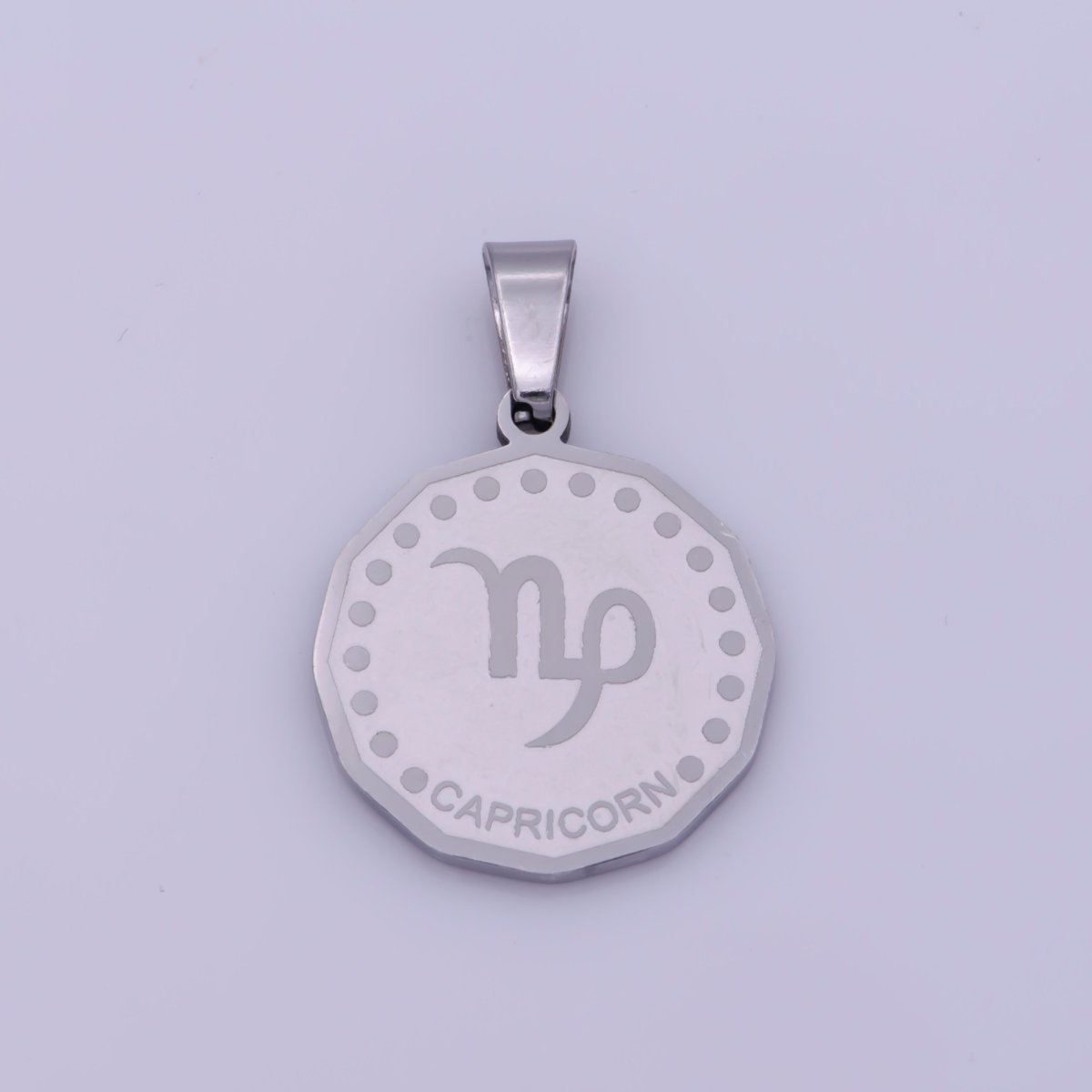 Stainless Steel Zodiac Horoscope Sign Silver Medallion Pendant | A-A1857-A-A1862