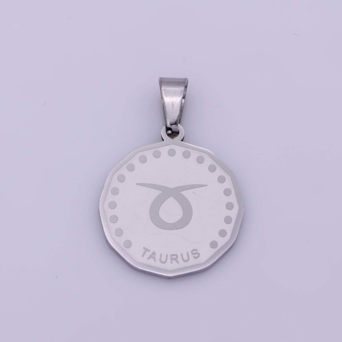 Stainless Steel Zodiac Horoscope Sign Silver Medallion Pendant | A-A1857-A-A1862