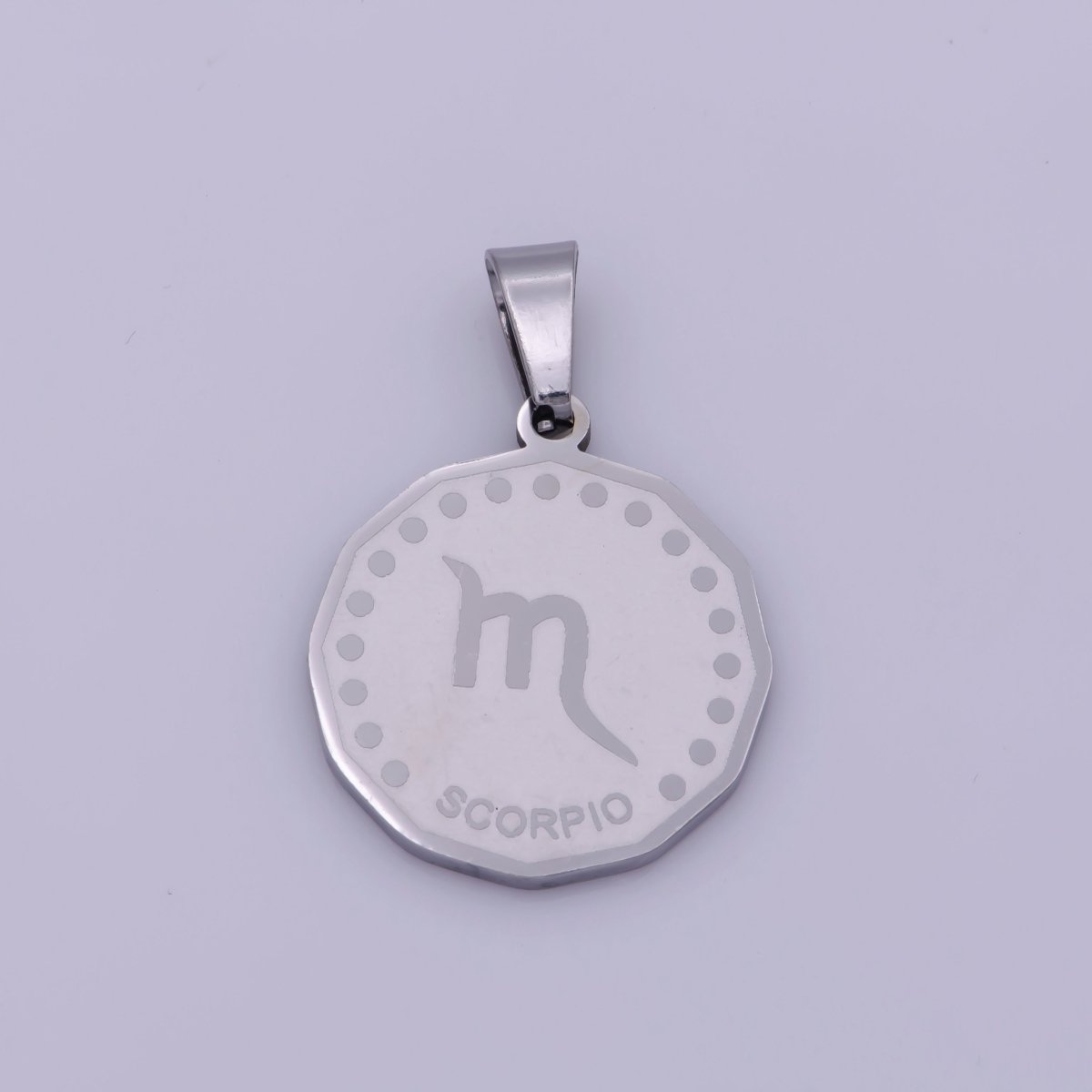 Stainless Steel Zodiac Horoscope Sign Silver Medallion Pendant | A-A1857-A-A1862