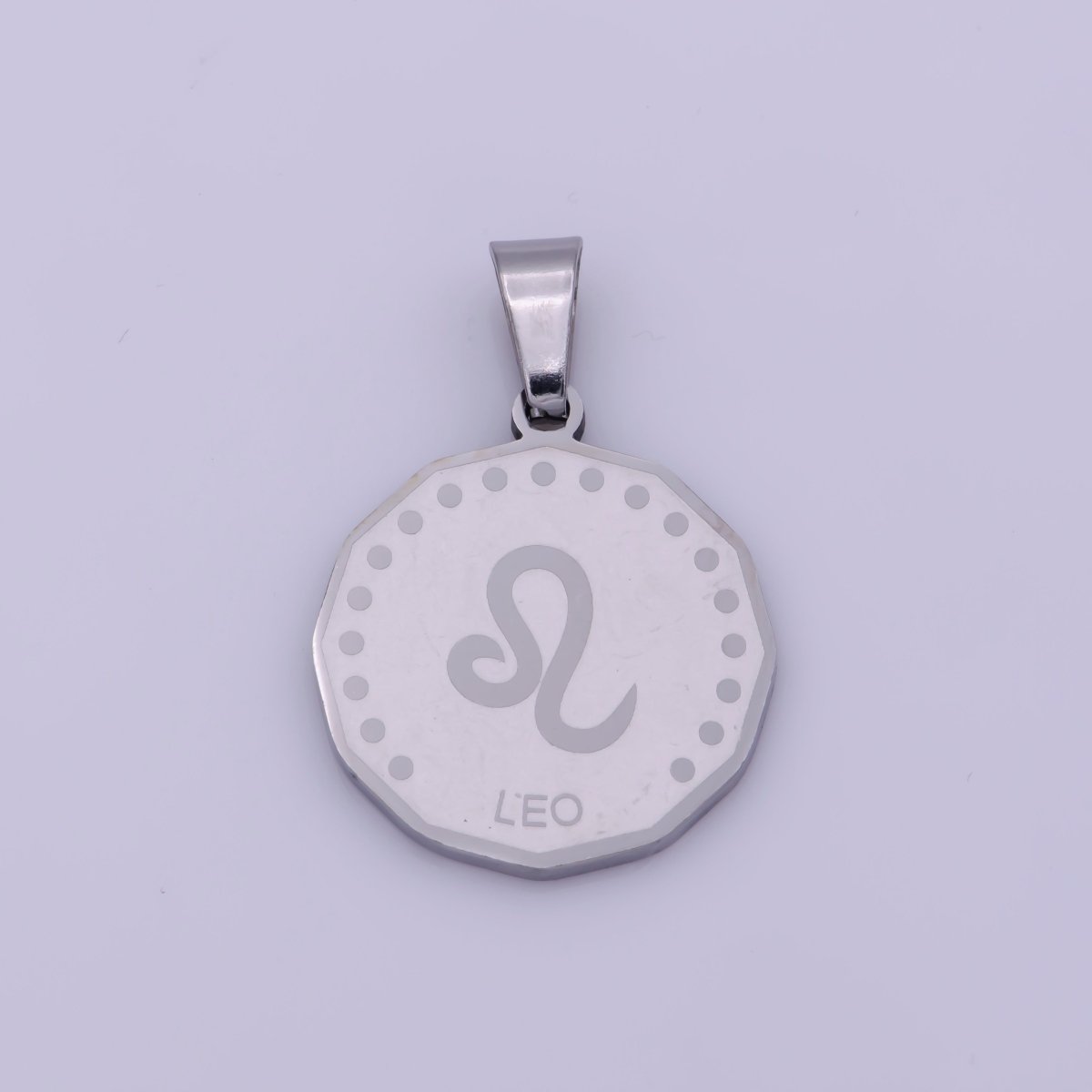 Stainless Steel Zodiac Horoscope Sign Silver Medallion Pendant | A-A1857-A-A1862