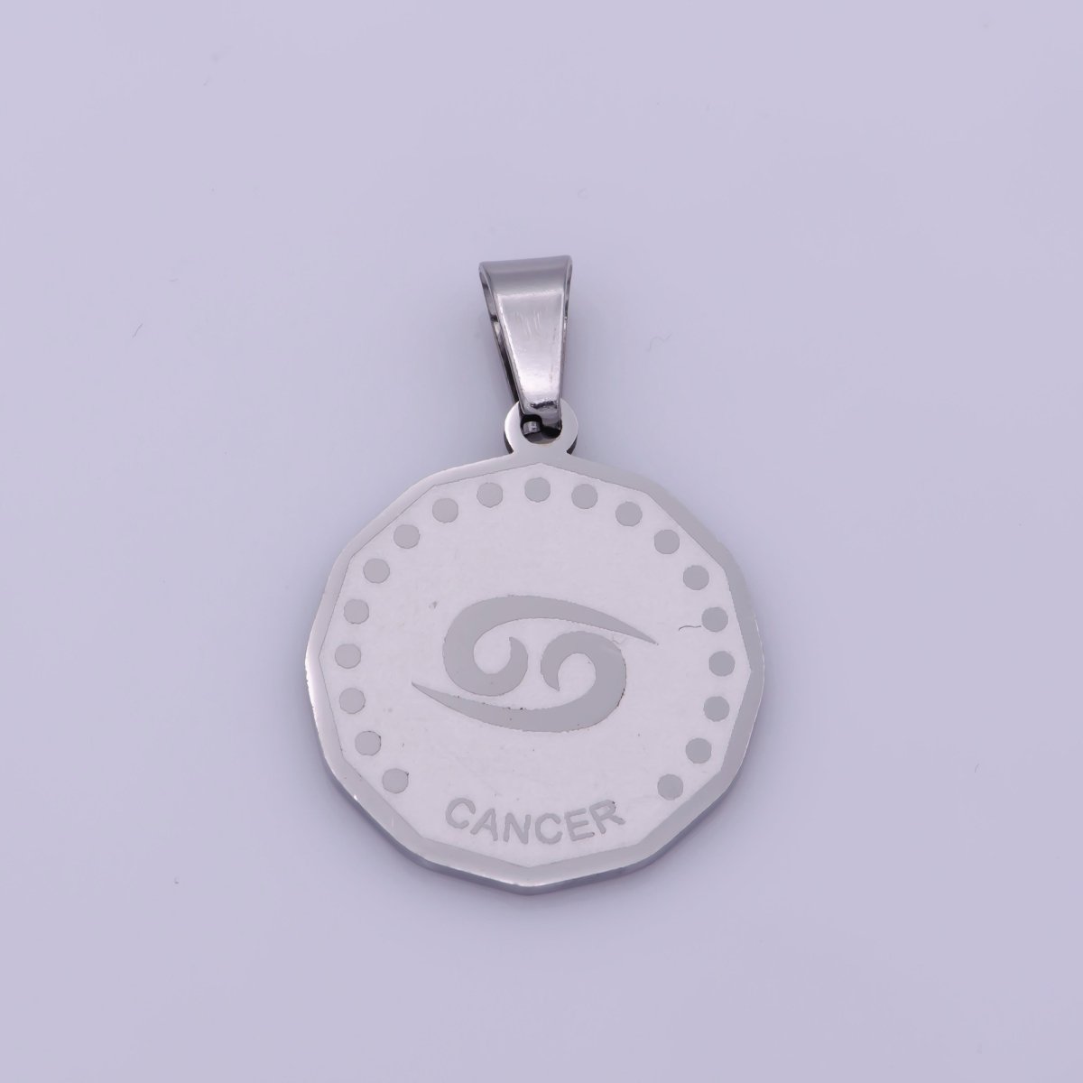 Stainless Steel Zodiac Horoscope Sign Silver Medallion Pendant | A-A1857-A-A1862