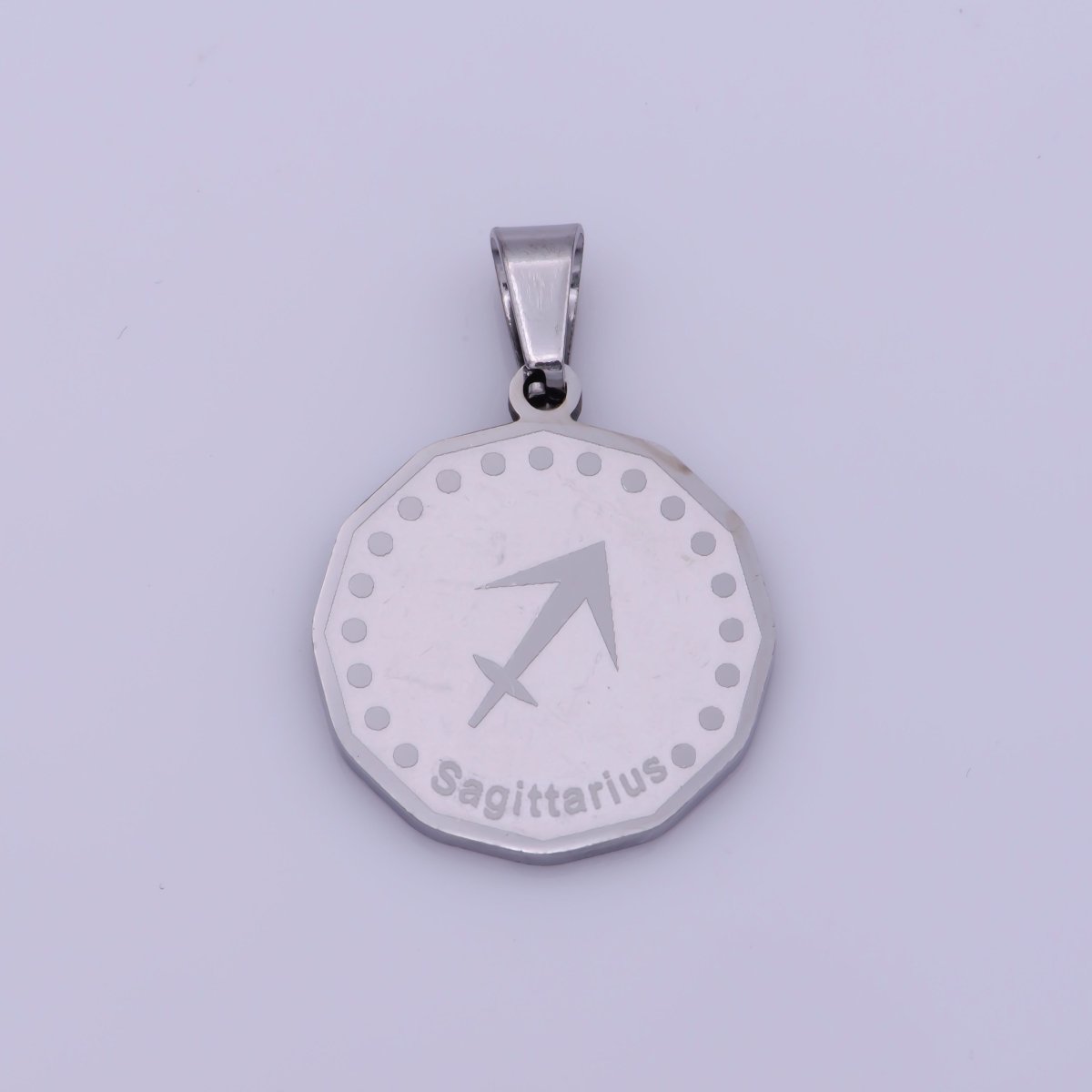 Stainless Steel Zodiac Horoscope Sign Silver Medallion Pendant | A-A1857-A-A1862