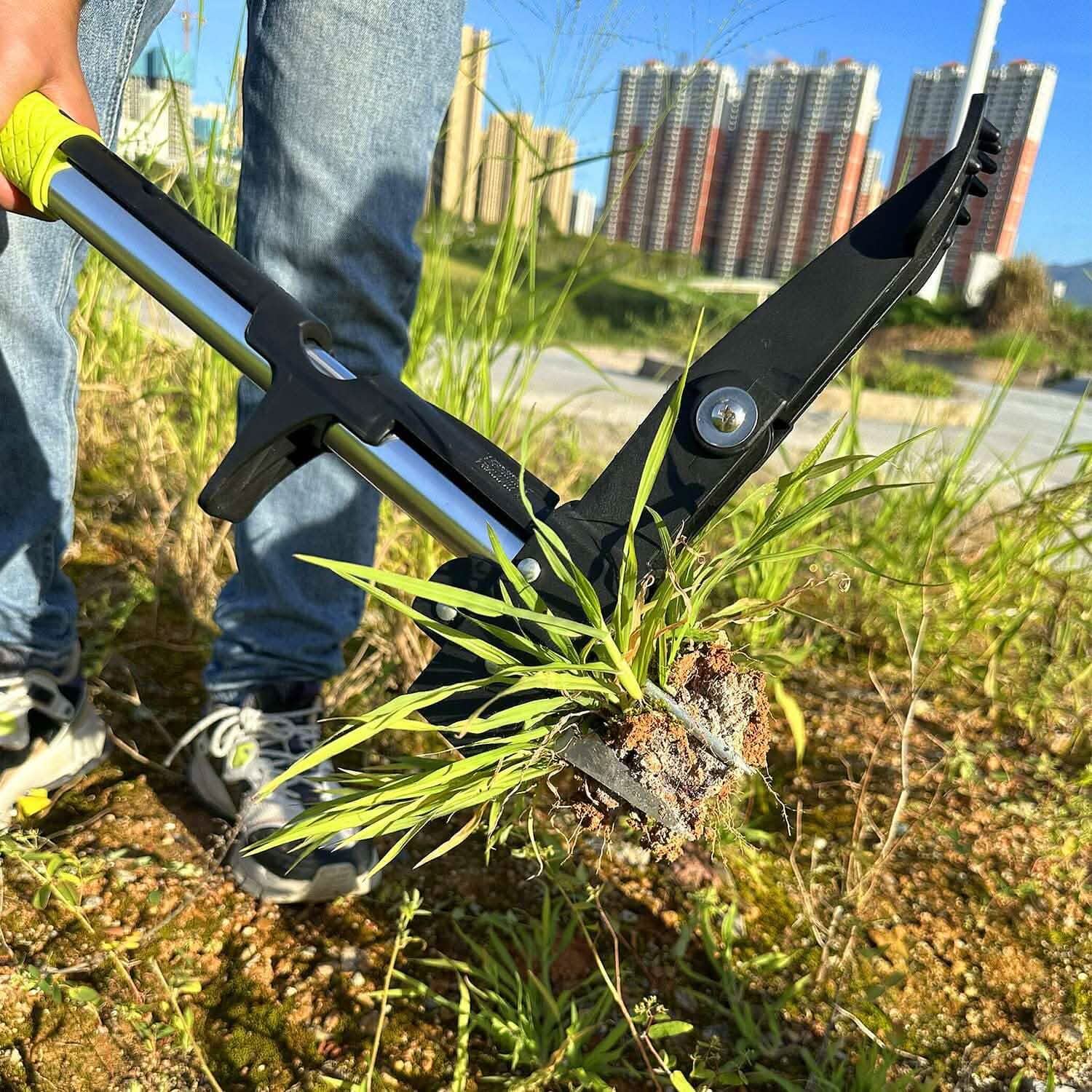 Arrache-mauvaises herbes sur pied en aluminium à 4 griffes