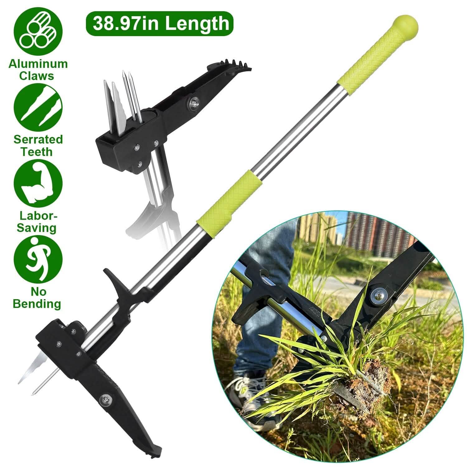 Arrache-mauvaises herbes sur pied en aluminium à 4 griffes