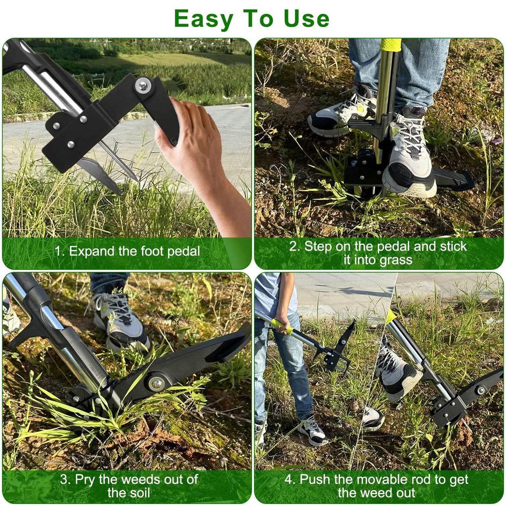 Arrache-mauvaises herbes sur pied en aluminium à 4 griffes