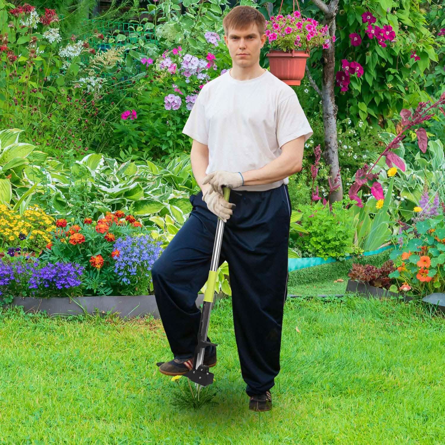 Arrache-mauvaises herbes sur pied en aluminium à 4 griffes