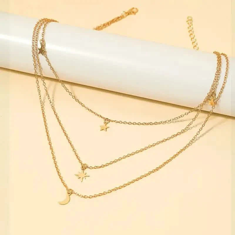 Star Moon Multi-layer Pendant Necklace