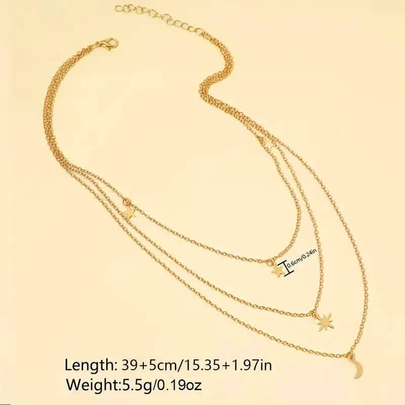 Star Moon Multi-layer Pendant Necklace
