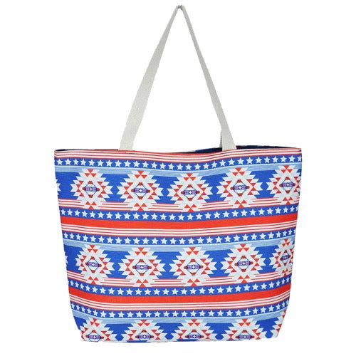 Star Stripe Aztec Print Beach Tote Bag Beach Bag