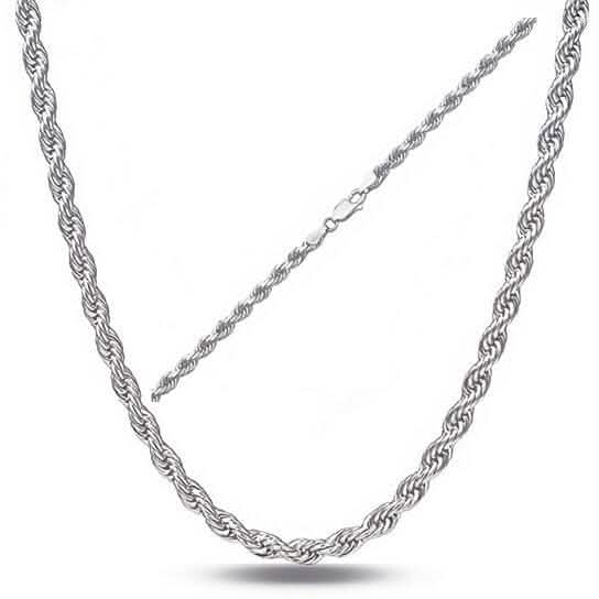 Sterling Silver 1.3mm Rope Twisted Link Chain Necklace